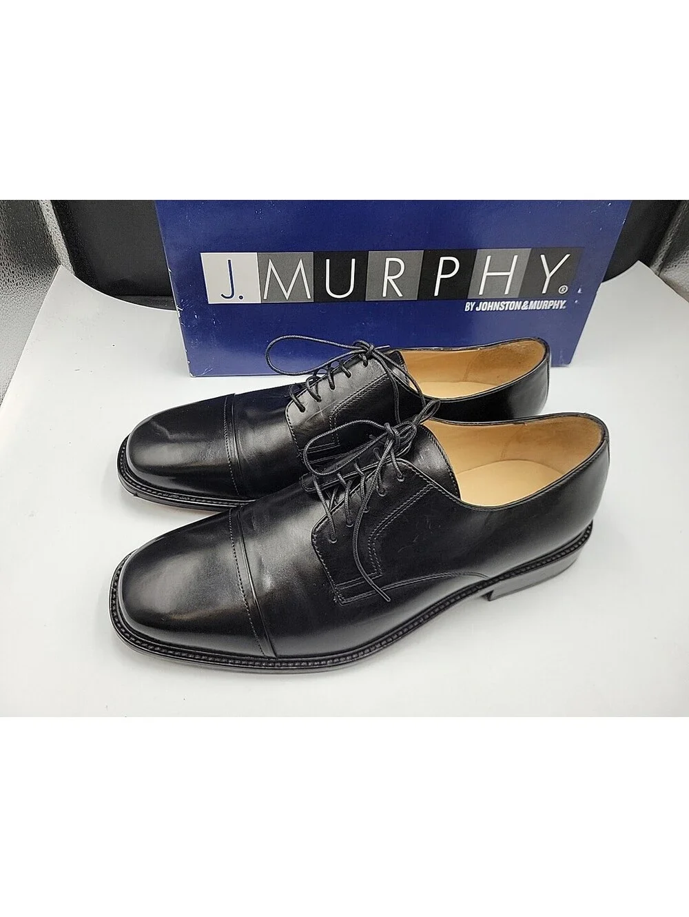 Johnston & Murphy Melton Cap Toe Oxford Black Dress Shoes 11